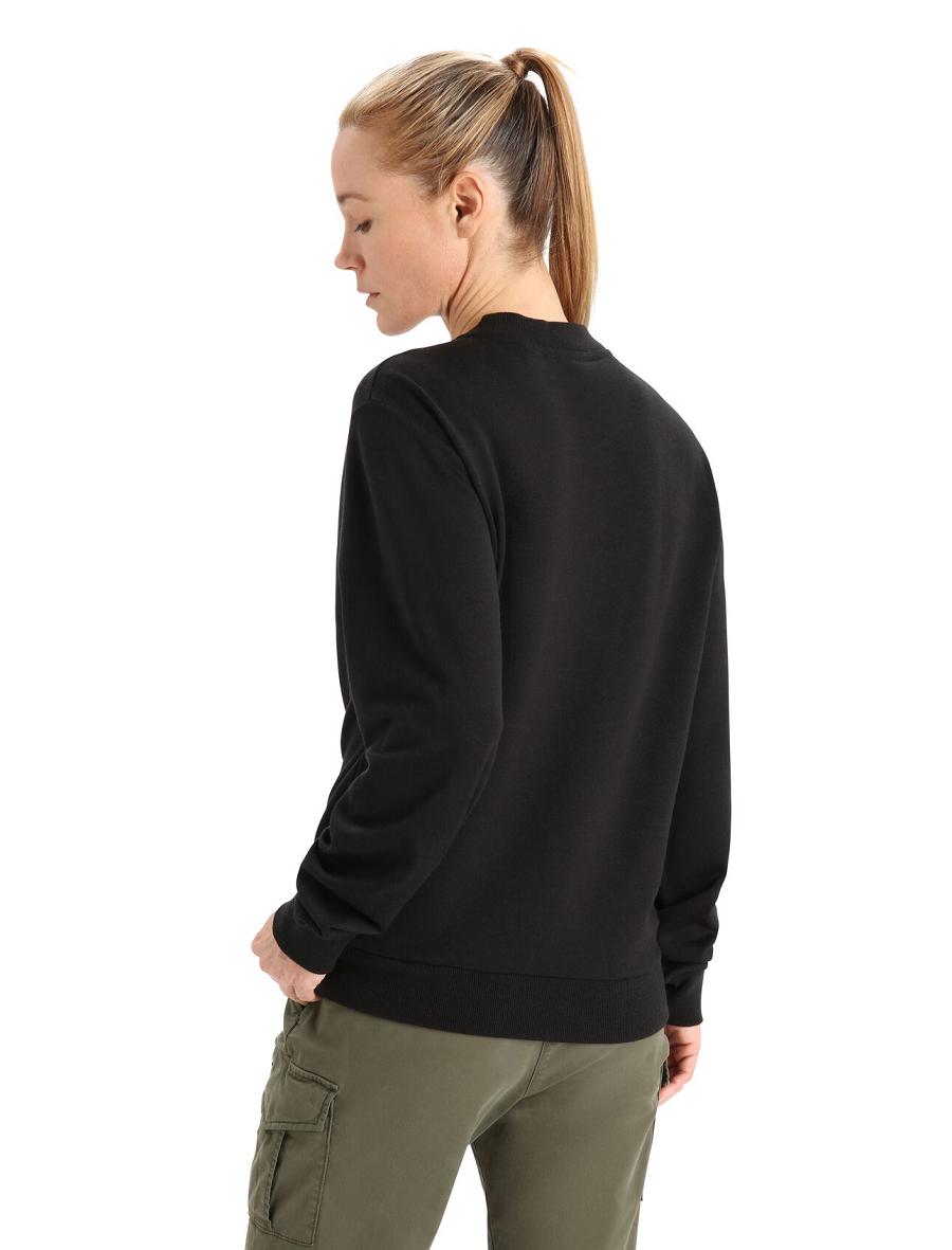 Women's Icebreaker Merino Crush Long Sleeve Sweatshirts Black | CA 1327GSOL